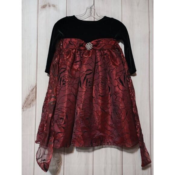 Marmaletta‎ Dress Girls 5 Maroon Black - Picture 1 of 6
